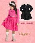 Vestido Infantil Manga Longa em Cotton Light e Tule Dotz Angerô