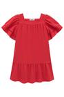 Vestido Infantil Menina Air Flow Kukiê Vermelho Manga Curta Macio Feminino