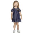 Vestido Infantil Menina Com Aplique Azul Marinho Elian