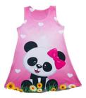 Vestido Infantil Menina Festa Aniversário Bebe Panda Rosa