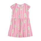 Vestido Infantil Menina Malha Estampado Pera Rosa Brandili