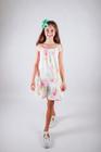 Vestido Infantil Menina Marfim Estampado Coqueiros Neon TMX