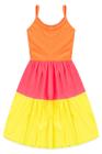 Vestido Infantil Menina Tricolor LARANJA - ROSA - AMARELO