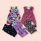 Vestido infantil meninas verão kit com 2