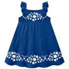 Vestido Infantil Milon Em Cotton Flores Royal Vestido Milon Premium