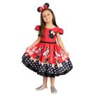 Vestido Infantil Minnie Clássico Vermelho Com Laço