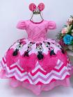 Vestido Infantil Minnie Rosa Cinto de Pérolas - Tamanho 1