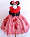 Vestido Infantil Minnie Vermelho Festa Temática E Tiara