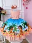 Vestido Infantil Moana Baby Pêssego Luxo Festa - tamanho 4