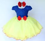 Vestido Infantil Para Festa Luxo Branca De Neve E Tiara