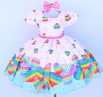 Vestido Infantil Pop-it Rosa E Tiara