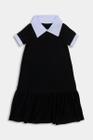 Vestido Infantil Preto e Branco com Gola Peter Pan - Destak