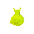 Vestido Infantil Primavera Verão Verde Neon Saia C/ Babado Festa Meninas
