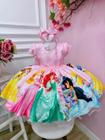 Vestido Infantil Princesas da Disney Florido Rosa Festas luxo festa RO1769RS