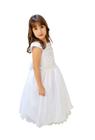 Vestido Infantil Renda Branca Glitter Festa Aniversário Top