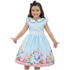 Vestido infantil tema Alice no País das Maravilhas