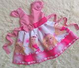 Vestido Princesa Belli Tematico Barbie Pink Babado - Roupa Infantil