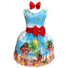 Vestido Infantil Temático Luxo Menina Moana Adulta E Baby