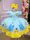 Vestido infantil Tematicos Princesa Cinderela Azul Luxo