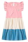 Vestido Infantil - Tricolor - Rosa, Off White e Azul