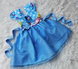 Vestido Infantil Tule Temático Galinha Pintadinha Azul