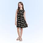 Vestido Infantil Verão Corações Preto Tam 4 a 14 - Fakini