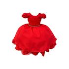 Vestido Infantil Vermelho Cinto de Pérolas Casamento Luxo Festa Meninas