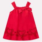 Vestido Infantil Vermelho em Tricoline Roupa Jnil Fofa Macia Para Passeios Festa de Crianças - MILON