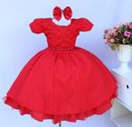 Vestido Infantil Vermelho Princesa Luxo E Tiara