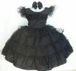 Vestido infantil Wandinha Addams Festa Aniversario Hallowen Com Tiara