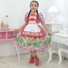 Vestido infantil xadrez de quadrilha - Festa Junina com Avental