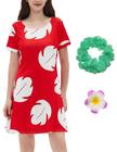 Vestido IOIZATE Vestido vermelho havaiano Halloween Cosplay feminino