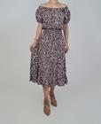 Vestido jasmine boho floral preto 100% viscose feminino blufera jeans 22605-2