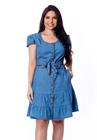 Vestido Jeans Comprido Com Recortes