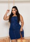 Vestido Jeans Curto Plus Size com Ziper Longo Tendência 2025 Sem Alças