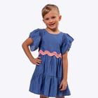 Vestido Jeans Mangas com Babado Infantil Menina Vigat 4924