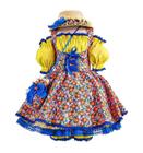 Vestido Junino Infantil Fantasia Luxo Caipira Bolsa + Chapéu
