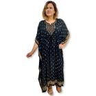 Vestido Kaftan Longo Indiano Viscose Liso Dourado Plus Size 