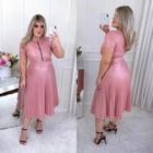 Vestido Liso Rodado Gode Acinturado Moda Evangelica Oferta