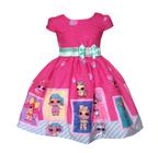 Vestido Lol glitter bonecas rosa infantil festa