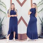 Vestido Longo Babado Barra Mullet Can Can Com Manguinha