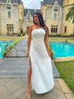 Vestido longo branco noiva com fenda