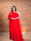 Vestido Longo Branco Plus Size Ano Novo Festa Mula Manca Manga Comprida Elegante Rodado