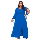 Vestido Longo Casual Elegante Fenda Plus Size Linha Premium