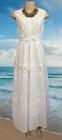 Vestido Longo Cavado Indiano, Branco, Em Algodão, Cod. B-3365
