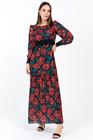 Vestido Longo com Renda Floral Vermelho-M