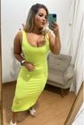 vestido longo de alças sol Modas feminino, verde lima neon tam G