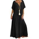 Vestido Longo de Renda Soltinho Com Mangas Forrado Boho ve 64