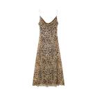 Vestido Longo De Tule Vintage Com Estampa De Leopardo E Alça Espaguete Sem Costas Para Mulheres Sexy