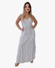 Vestido Longo Indiano Alça Branco Bordado c/ Forro Cod.05